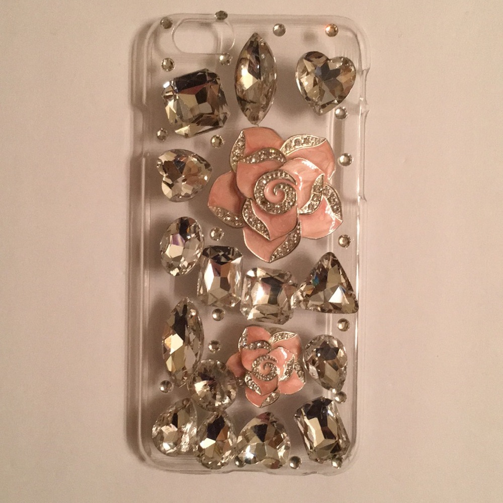 Bling Rhinestone and Flowers Phone Case  Iphone 6